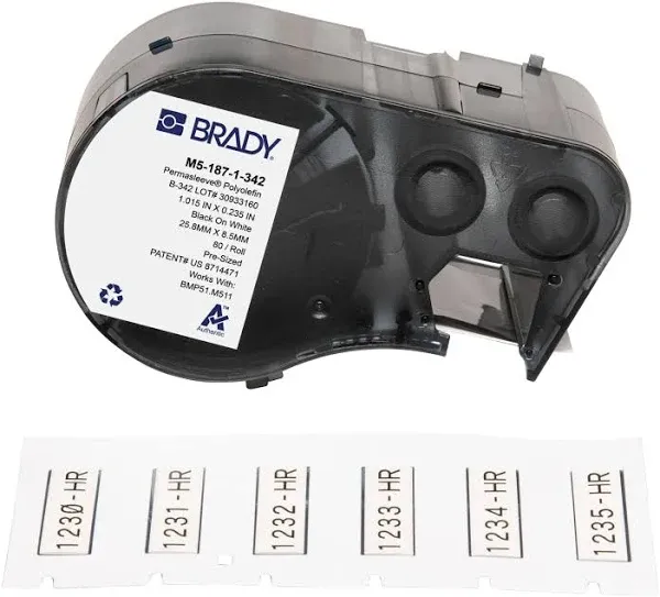 Brady M4-125-075-342 PermaSleeve Heat Shrink Labels