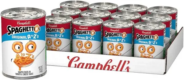 SpaghettiOs Original A to Z's Canned Pasta, Healthy Snack for Kids and Adults, 15.8 oz Can (Pack of 12)