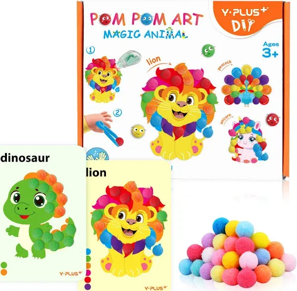 YPLUS Pompoms Art Crafts Kits Toddler DIY Sensory Activities for Kids Ages 1-...