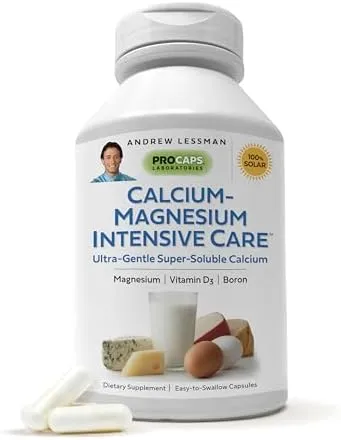 Andrew Lessman Calcium Magnesium Intensive Care 1000 Capsules – Bone and Skeleton Health Essentials. Easy to Swallow Capsules with Super Soluble Fine Powder. Gentle to Even the Most Sensitive Stomachs