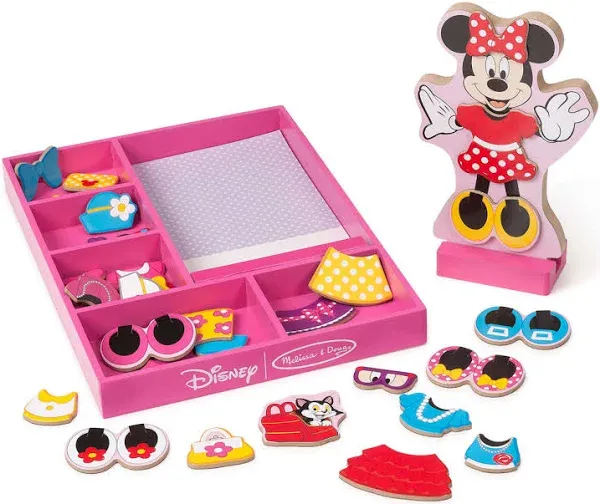 Disney Minnie Mouse Melissa &amp; Doug Wooden Magnetic Dress Up Toy #5786 35 Pieces