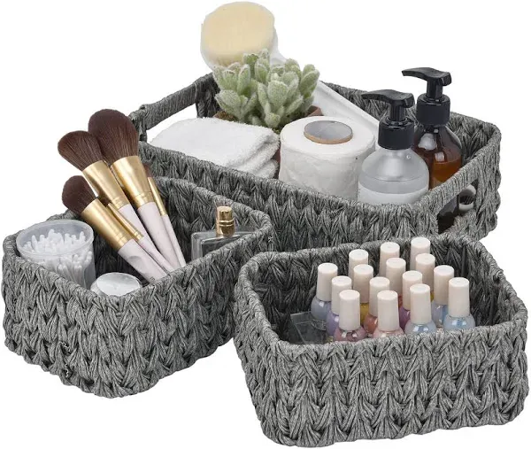 GRANNY SAYS Bundle of 3-Pack Wicker Baskets & 2-Pack Wicker Shelf Baskets