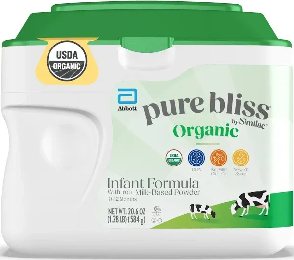 Pure Bliss by Similac Organic Baby Formula Powder, 20.6-oz Tub