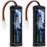 Zeee 7.2V 5000mAh NiMH Battery with Tamiya Plug 6-Cell Rechargeable Battery Pack High Power for RC Car Truck Truggy Buggy Associated HPI Losi Kyosho Tamiya Hobby Models(2 Pack)