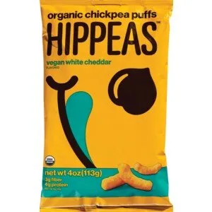 Hippeas Chickpea Puffs, Vegan White Cheddar, 4 Ounce (Pack of 1), 4g Protein, 3g Fiber, Vegan, Gluten-Free, Crunchy, Plant Protein Snacks