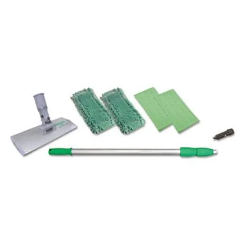 Unger&#174; SpeedClean Window Cleaning Kit, Aluminum, 72&quot; Extension Pole, 8&quot; Pad Holder, Silver/Green ;