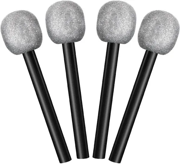 4 Pcs Glittered Microphone Halloween Fake Microphone Prop Plastic Bling Glitt...