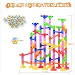 Gifts2U Marble Run Toy, 130pcs Educational Construction Maze Block Toy Set with Glass Marbles for Kids and Parent-Child Game