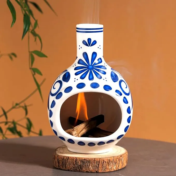 Mougigi Handmade Ceramic Palo Santo Holder Burner Mini Chimenea Incense Dish for Palo Santo and Sticks