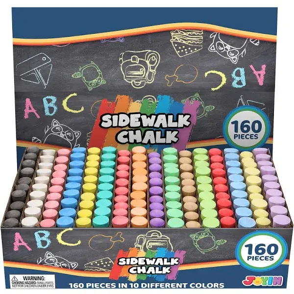 Washable Sidewalk Chalks Set Non-Toxic Jumbo Chalk for Outdoor Art Play, Painting On Chalkboard, Blackboard and Playground