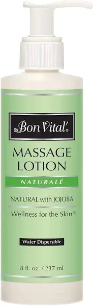 Bon Vital' Naturale Massage Lotion with Natural Ingredients for Earth-Friendly Massage, All Natural Moisturizer, Relieves Muscle Soreness and Increases Circulation, 8 Oz, Label may Vary