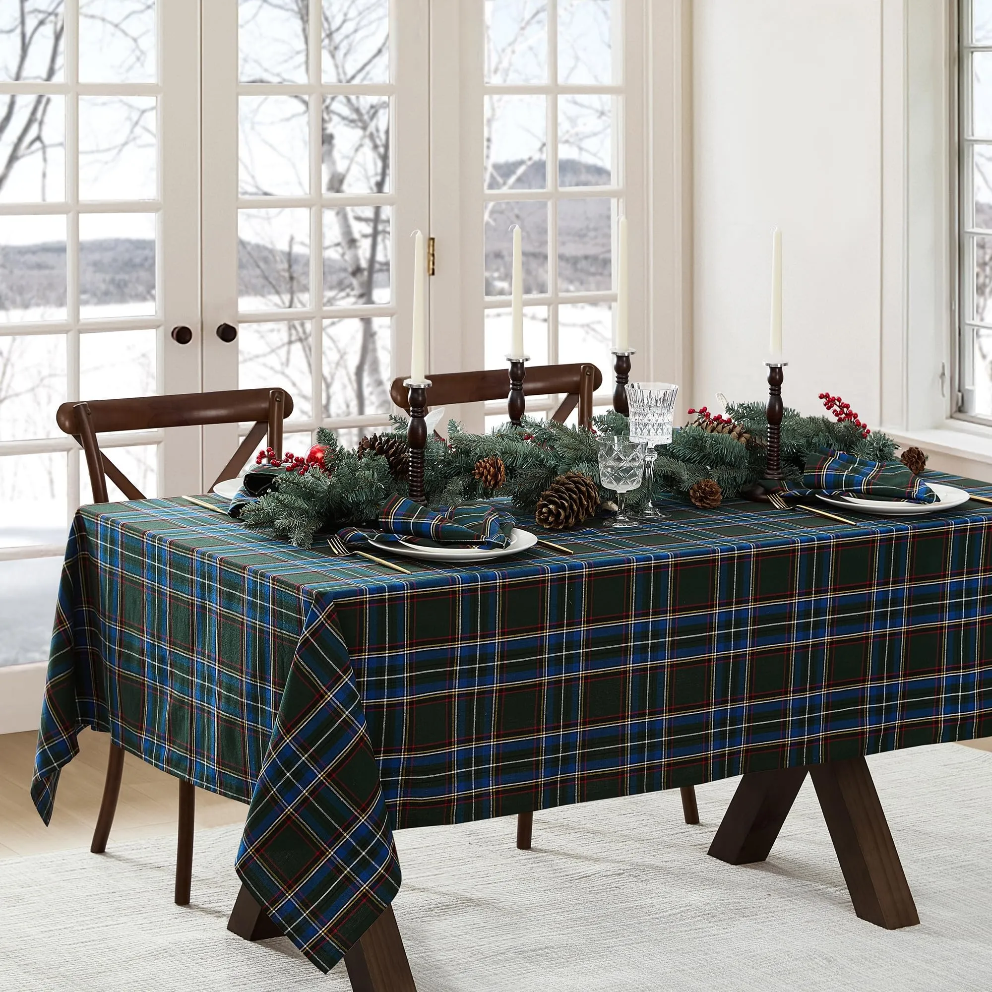 Elrene Home Fashions Stowe Tartan Holiday Plaid Rectangle Tablecloth