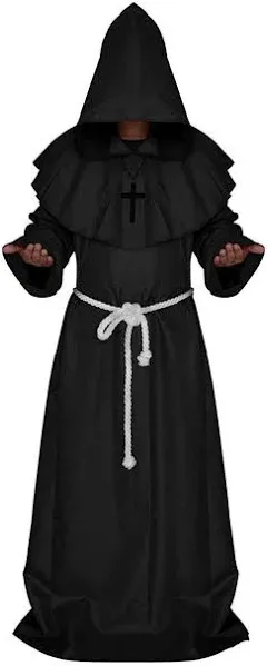 LHJ Friar Medieval Hooded Monk Renaissance Priest Robe Costume Cosplay