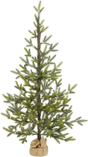 Nearly Natural Fraser Fir Natural Look Artificial Christmas Tree Clear LED Lights a Burlap Base Bendable Branches