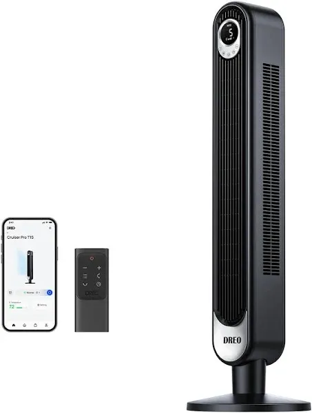 Dreo Smart Tower Fan WiFi Voice Control, Works with Alexa/Google, Cruiser Pro T1S Floor Standing Bladeless Oscillating Fan