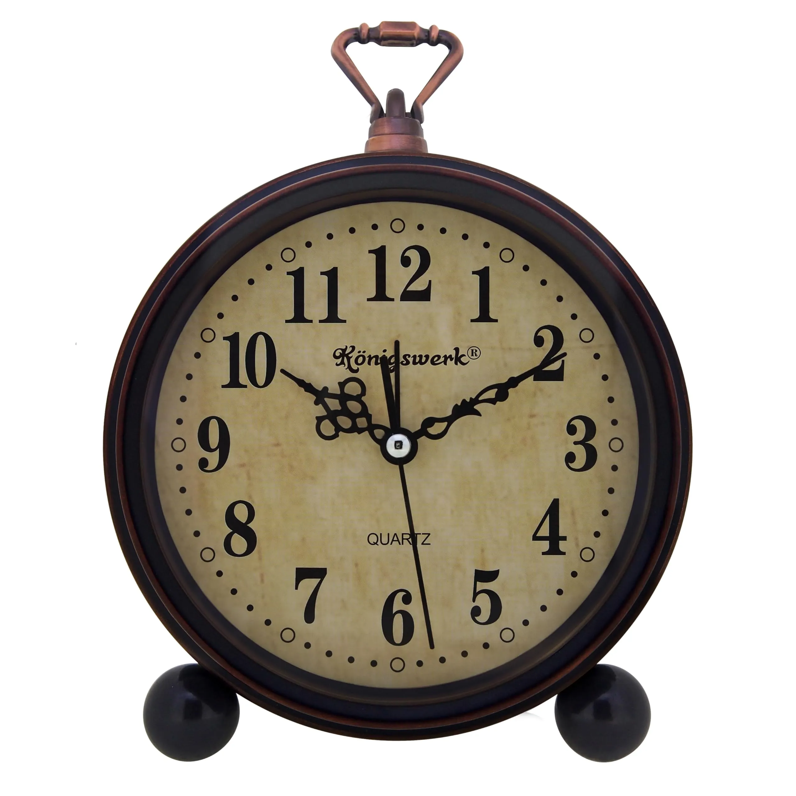 Königswerk Vintage Analog Alarm Clock, 5.25 inch Small Silent Desk Clock with...