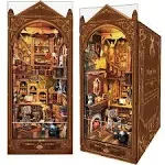 RONSTONE DIY Magic World Book Nook Kit - Mini Dollhouse Booknook Bookshelf Insert Decor - 3D Wooden Puzzles with LED Light and Dust Cover - Creative Gift Home Decoration for Adults 14+