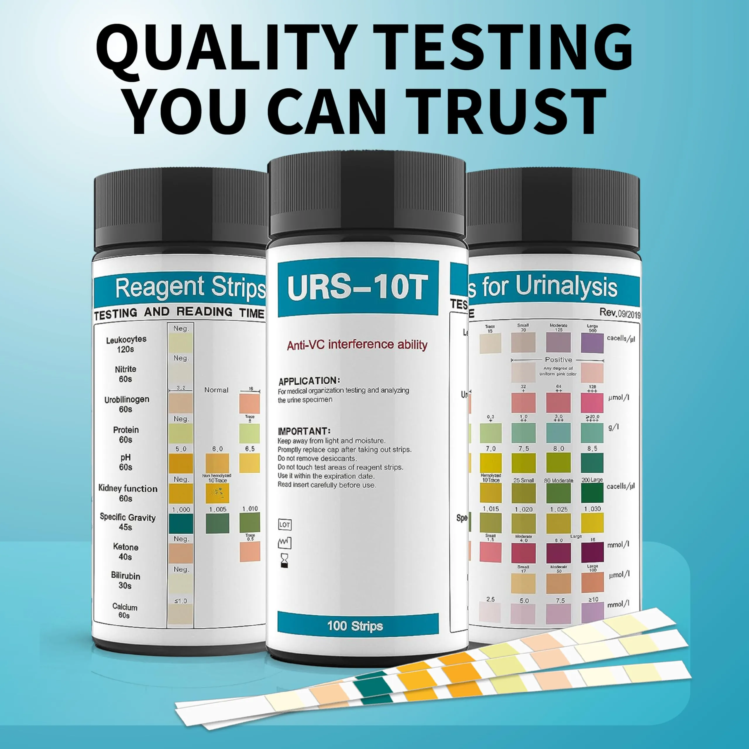 URS 10-in-1 Urine Test Strips 10 Parameters Testing UTI, Urinalysis for Ketos...