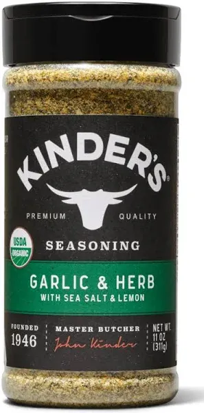 Kinder&#039;s Organic Garlic &amp; Herb with Sea Salt &amp; Lemon Seasoning, 11 Ounce