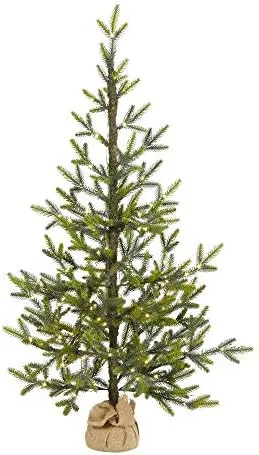 4' Fraser Fir Natural Look Faux Xmas Tree W/Lights, Base & Bendable Branches