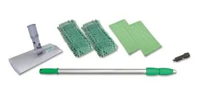 Unger&#174; SpeedClean Window Cleaning Kit, Aluminum, 72&quot; Extension Pole, 8&quot; Pad Holder, Silver/Green ;