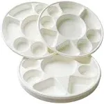 Rani 9 Compartment Round Biodegradable Divided Plates, Pack of 50 ~ Party, Thali, Buffet | Disposable & Eco-Friendly | Heavy-Duty Sturdy Paper