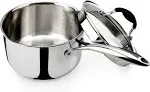 AVACRAFT Top Rated Tri-Ply Stainless Steel Saucepan with Glass Strainer Lid, Two Side Spouts, Ergonomic Handle, Multipurpose Sauce Pan with Lid, Sauce