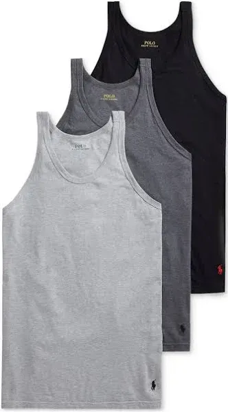 Polo Ralph Lauren Mens Slim Fit Wicking 3-Pack Tank Large Andover/Madison/Black