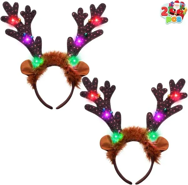  Christmas Light Up Cute reindeer headband Adult Kids Christmas Party Reindeer