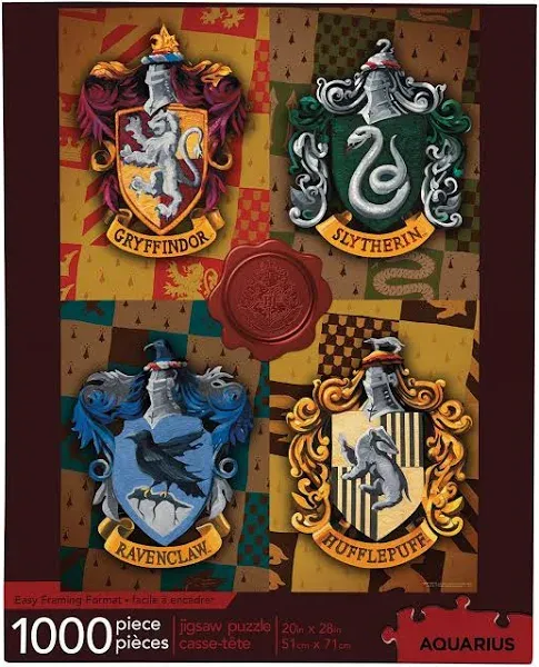 AQUARIUS Harry Potter Puzzle House Crests (1000 Piece Jigsaw Puzzle) - Officially Licensed Harry Potter Merchandise & Collectibles - Glare Free - Precision Fit - 20x28in