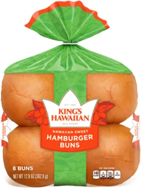 King's Hawaiian Sweet Hamburger Buns (12.8 oz, 8 ct)