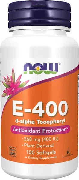 NOW FOODS Vitamin E-400 D-Alpha Tocopheryl 250 Softgels