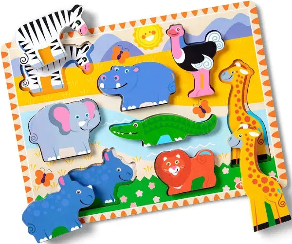 Melissa &amp; Doug Fresh Start chunky Puzzle Safari Animals Sealed