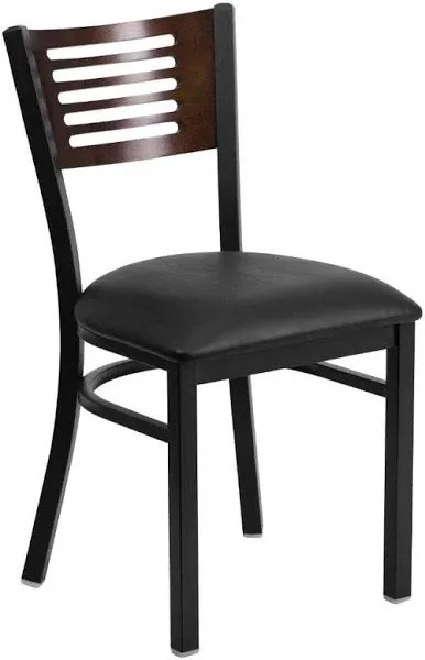 Flash Furniture Hercules Series Black Slat Back Metal Restaurant Chair