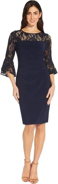 Adrianna Papell Women's Bell Sleeve Sequin Lace & Jersey Sheath Dress