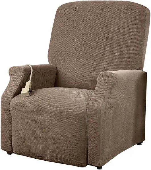 Sure Fit Home Décor Stretch Pique Box Cushion Large Size Lift Recliner Chair ...