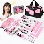 26-Piece Size Tool Set, Pink Real Tools for with 12&#034; Tool Bag, Safety Certifi...