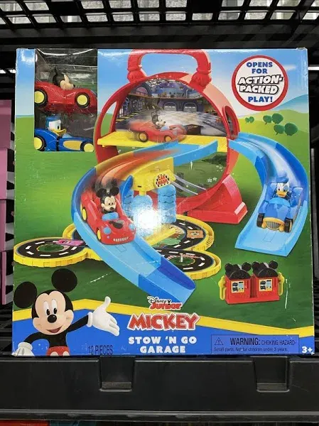  Disney Junior Mickey Stow &#039;N Go Garage Figure and Vehicle Playset Ages 3 and Up