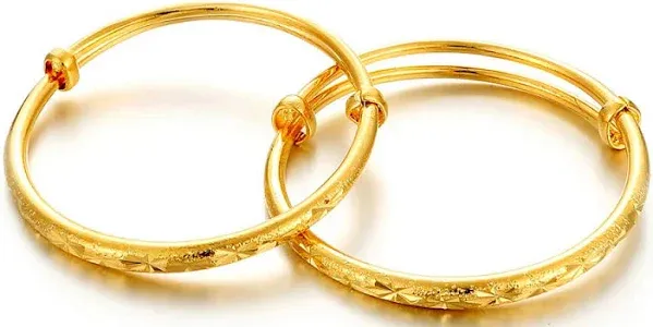 children Ethlyn Christmas Gifts for baby for 2pcs/lot 18K Gold Plated Expandable Bangles &bracelets