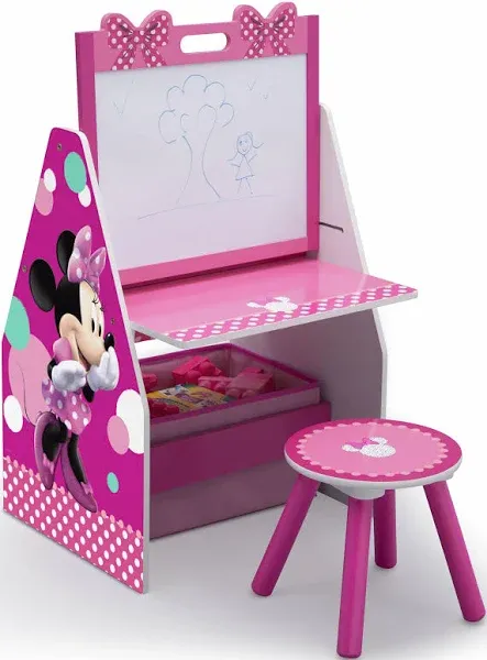 Minnie Mouse Deluxe Kids Art Table - Easel, Desk, Stool, Toy Organizer