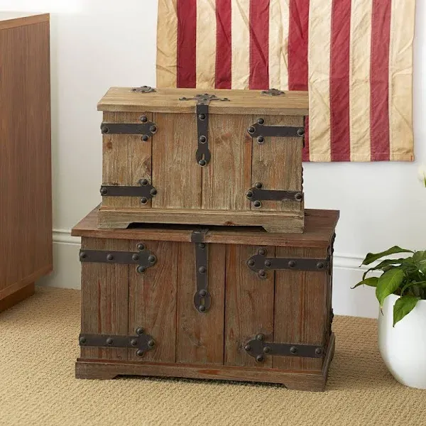 Household Essentials Victorian 2 Piece Storage Trunk Set