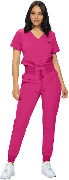 MONARCH UNIFORMS Stretchy Scrubs Women's Jogger Scrub Set In Regular and Petite Jogger Scrubs with Tuck-In Top for Women