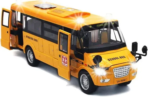 9" Pull Back School Bus with Light Up & Sounds