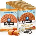 Rip Van Wafels Gluten-Free Stroopwafel - Dutch Caramel & Vanilla Stroopwafels - Healthy Gluten Free Snacks - Non-GMO Snacks - Low Sugar (6g) - Low Calorie Snack - 12 Count