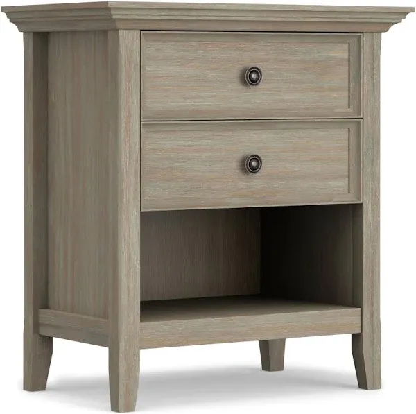 Amherst SOLID WOOD 24 inch Wide  Bedside Nightstand Table in Distressed Grey