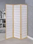 Shoji 3 Panel Room Divider Folding Screen, Natural