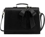 Ecosusi Women's Briefcase Vegan Leather Laptop Bag for Work Shoulder Computer Satchel Bag with Detachable Bow