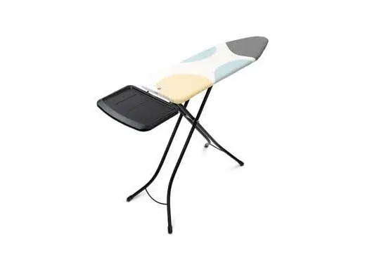 Brabantia Ironing Board B 49 x 15 in with Solid Steam Unit Holder, Spring Bubbles Cover and Black Frame