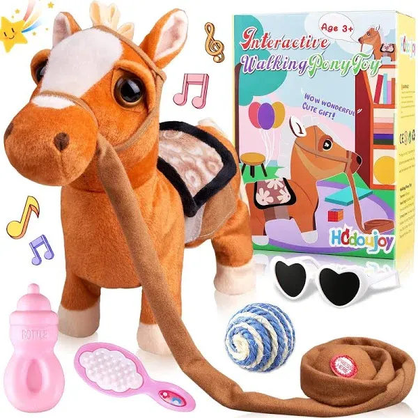 HCdoujoy Brown Walking Pony Plush