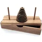 Fun Puzzle Board Games Gifts of Hanoi Tower (9 Rings) with Wooden Designs for